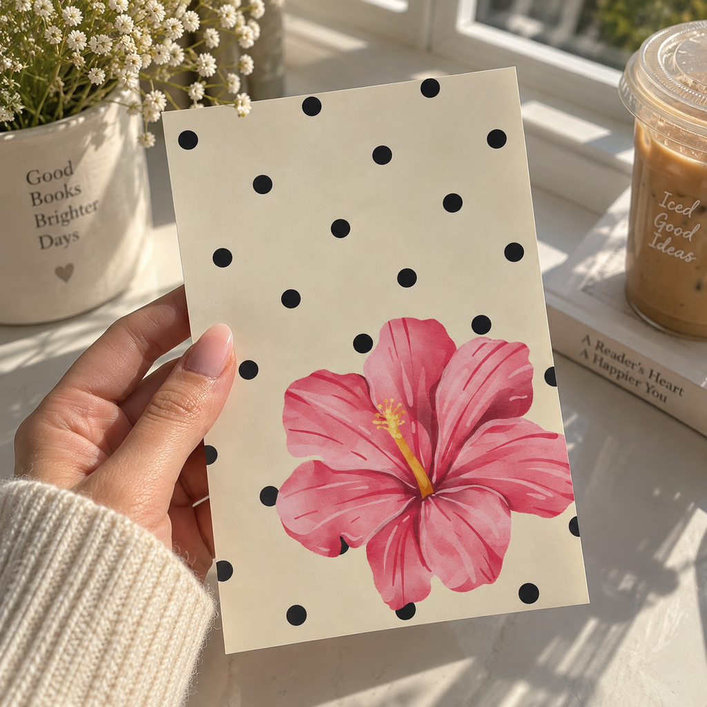 Pink Floral Kindle Insert, Aesthetic Kindle Screen Wallpaper, Hibiscus Reading Design