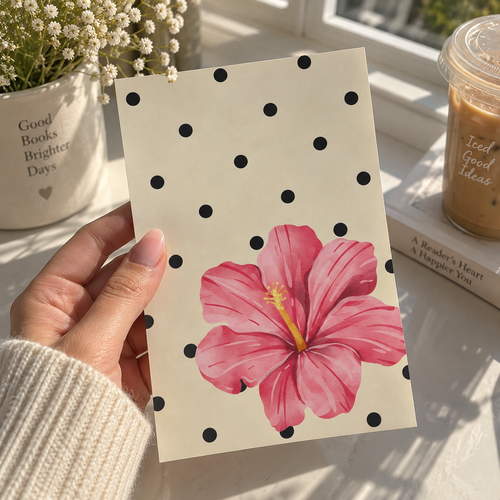 Pink Floral Kindle Insert, Aesthetic Kindle Screen Wallpaper, Hibiscus Reading Design